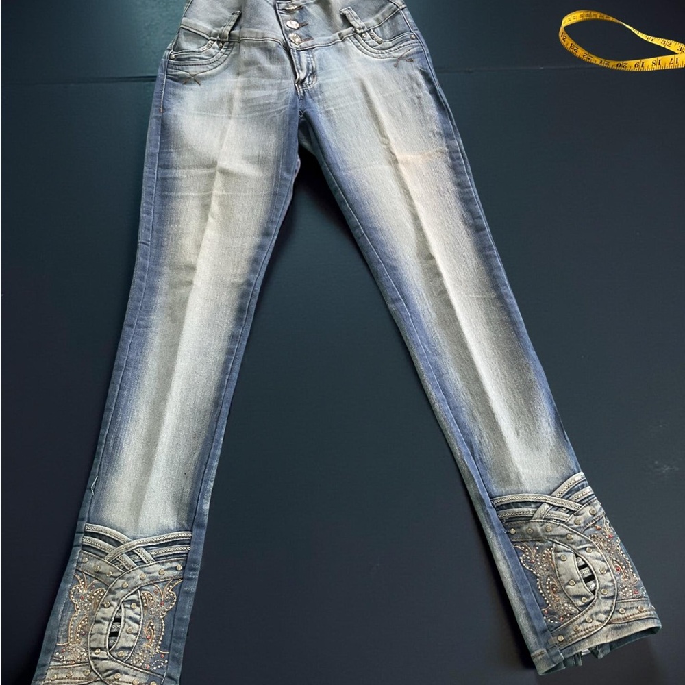Blue Skinny Jeans with Distressed Details